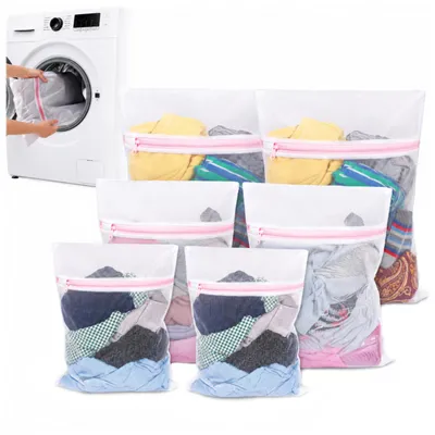 Produktbild von KRUMAD Wäschesack Waschmaschine Set 6 Stück, Wäschenetz mit Reißverschluss, Wäschebeutel für BHs Kleidung Socken Schuhe