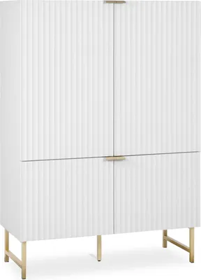 Produktbild von Homestyle4u 2424, Kommode Sideboard Highboard Schrank mit 10 geschlossenen Fächern, Weiß Holz