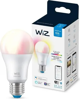 Produktbild von Smarte Glühbirne WiZ E27 60W, Farbwechsel, WLAN, Dimmbar