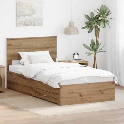 Image de Maison Exclusive - Cadre de lit Artisan en chêne 100 x 200 cm Matériau dérivé du bois