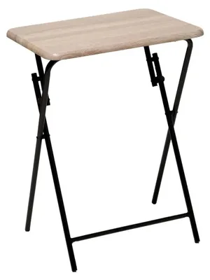 Productafbeelding van Bijzettabel/Tuintafel Edson - Metaal - naturel/zwart - 48 x 38 x 64 cm - Voor buiten - Opklapbaar