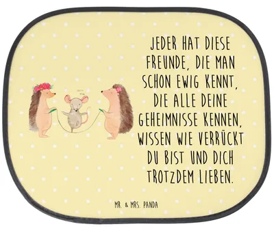 Produktbild von Mr. & Mrs. Panda Auto Sonnenschutz Igel Seilhüpfen - Gelb Pastell - Geschenk, Maus, Lustige Sprüche, Kindergarten, Seilspringen, Fürs, Seitenscheibe, Kinder, Sonnenblende