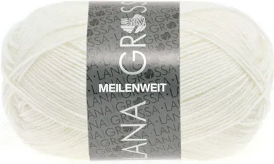 Produktbild von Lana Grossa MEILENWEIT 50 g UNI 4-fach Sockenwolle mit 80 % Schurwolle 210 m Farbe 1101 - Weiß