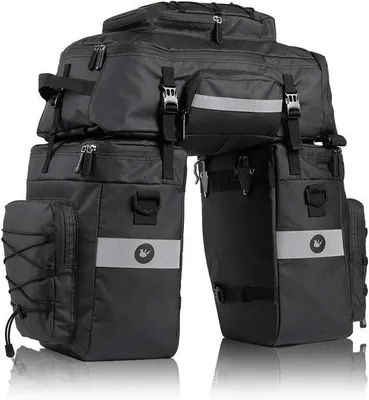 Immagine prodotto di Borsa da bicicletta Famanu, impermeabile, multifunzionale 3-in-1, capacità di 75 litri, colore nero