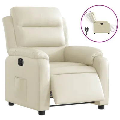Image de Fauteuil Relax Electrique Crème Similicuir