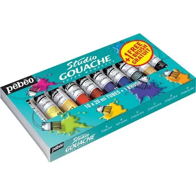 Produktbild von Professionelle Gouache-Farben Pebeo Studio 10 x 20 ml + Pinsel