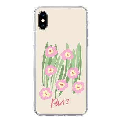 Produktbild von MuchoWow® Handyhülle Schutzhülle Hülle für iPhone Xs Blume - Rosa - Gras Silikon Softcase Handy Hülle - Handytasche