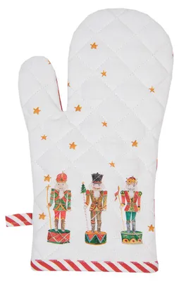 Obrázok produktu pre Clayre & Eef Detská rukavica do rúry 12x21 cm Biela červená bavlnená luskáčik