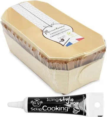 Produktbild von 2 Kuchenformen 24 cm aus Holz + Icing schwarzen Stift