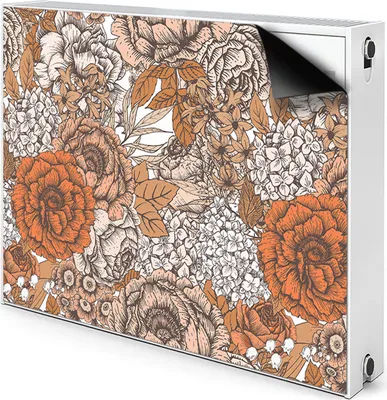 Produktbild von Magnet Heizung Verkleidung Abdeckung Heizung Heizkörperabdeckung 80x60 cm  - Orange, Rosen