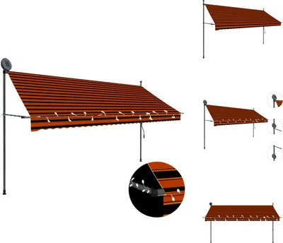 Obrázek produktu pro vidaXL Zatahovací markýza ručně ovládaná s LED 350 cm oranžovo-hnědá - Markýzy