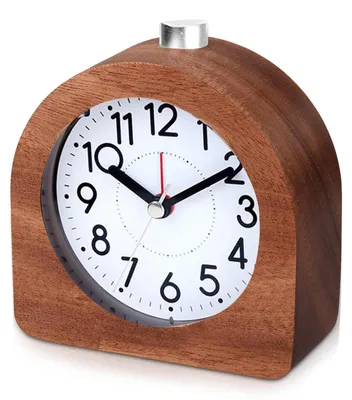 Holz-Nachtkastwekker, analog, leise, mit Schlummerfunktion, 11 cm