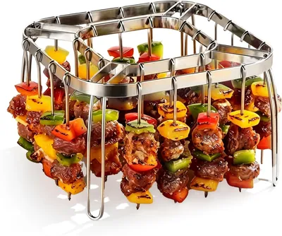 Produktbild von Faltbarer Spießhalter aus Edelstahl für Heißluftfritteusen