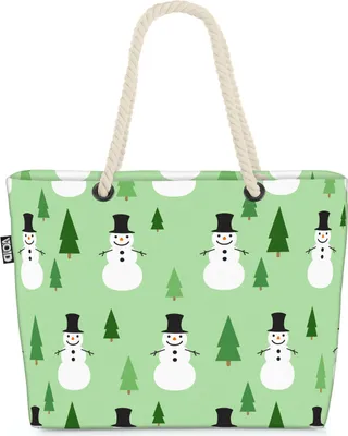 Produktbild von VOID Schneemann Muster Wald Strandtasche Shopper 58x38x16cm 23L XXL Einkaufstasche Tasche Reisetasche Beach Bag