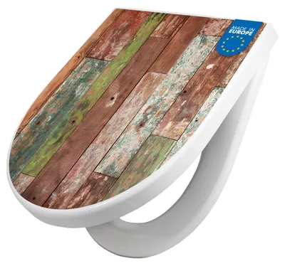 Produktbild von WC Sitz mit Absenkautomatik D Form Motiv Buntes Holz [TDW3 12140]