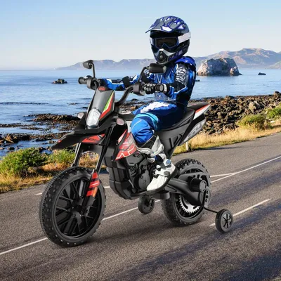 Zdjęcie produktu dla 12V elektryczny motocykl dla dzieci z kółkami bocznymi, czerwony