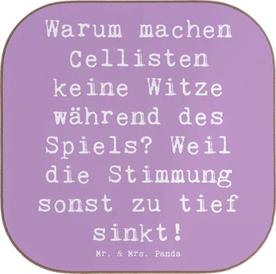 Produktbild von Mr. & Mrs. Panda Untersetzer für Gläser Spruch Cello Witz Verdorben - Lavendeltraum - Geschenk, Tassen, Kammermusik, Musikinstrument, Glas, Instrument, gläseruntersetzer