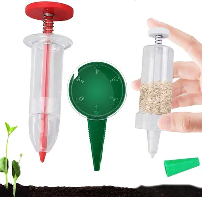 Imagen del producto de Sembradora manual, juego de 3 unidades, para una siembra eficiente y controlada, ideal para el jardín