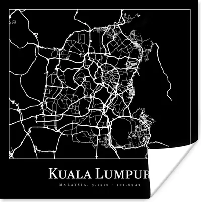 Produktbild von MuchoWow® Poster Stadtplan - Kuala Lumpur - Karte 75x75 cm - Wand Dekoration
