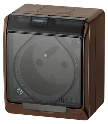 Immagine prodotto di Presa singola con messa a terra, IP44 marrone HERMES 0321-06 ELEKTRO-PLAST NASIELSK