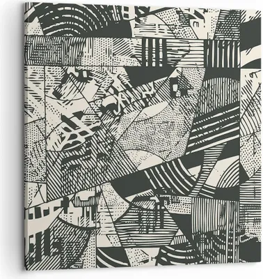 Produktbild von Bild auf Leinwand - Leinwandbild - Einteilig - Abstraktion Vintage Schwarz - 60x60cm - Wand Bild - Wanddeko - Wandbilder - Leinwanddruck - Bilder - Wanddekoration - Leinwand bilder - AC60x60-5052