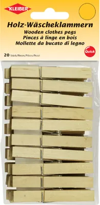 Produktbild von KLEIBER Wäscheklammern aus Holz Länge: 90 mm aus Birkenholz 20 Stück