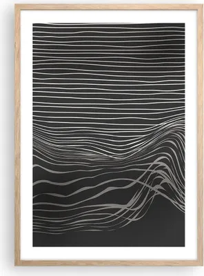 Produktbild von Gerahmtes Poster - Rahmen in heller Eiche - Abstraktion Streifen Schwarz und Weiß - 50x70 cm - Wand Bild - Wanddeko - Wandbilder - Wandposter - Bilderrahmen - Bilder - Kunstdruck - P2NPA50x70-4152