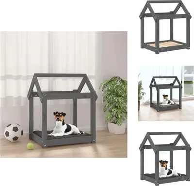 Immagine prodotto di vidaXL Letto per cani grigio 61x50x70 cm in legno di pino massiccio - Letti per cani