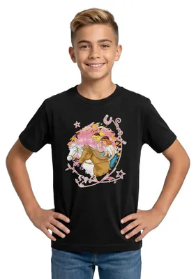 Produktbild von Spreadshirt Bibi Und Tina Wettreiten Im Wald Teenager T-Shirt, 134/146 (9-11 Jahre), Schwarz