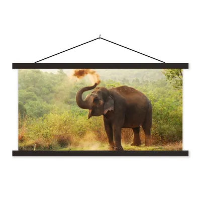 Produktbild von MuchoWow® Textilposter Elefant - Tiere - Wald - Bäume 60x30 cm mit schwarzem Rahmen - Textilien