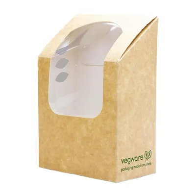 Produktbild von Vegware Kombostierbare Wrap-Boxen Braun Mit Pla-Sichtfenster