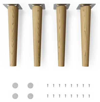 Produktbild von 4x sossai Holzfüße rund - gerade Ausführung 25cm Eiche