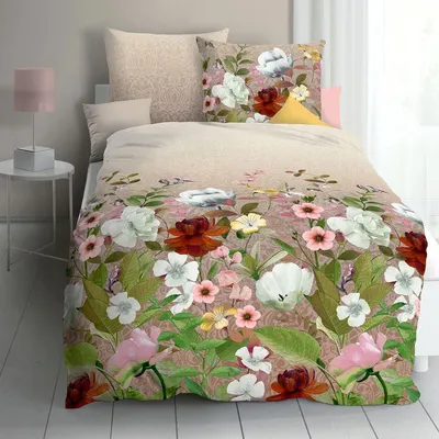 Produktbild von Kaeppel Mako-Satin Bettwäsche Wildblumen natur 135x200 cm + 80x80 cm
