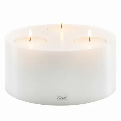 Produktbild von Qult Farluce Trend Triple Teelichthalter, Kerzen Leuchter, Windlicht, Teelicht, Deko, Kunststoff, H 9 cm, Weiß, FTR2009
