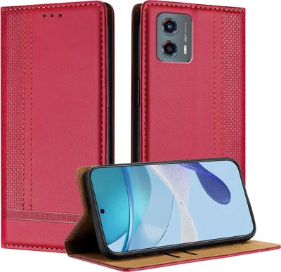 Image de Etui pour Motorola Moto G (2023) en cuir avec fonction stand rouge