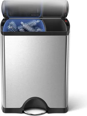 Produktbild von simplehuman 46 Liter rechteckiger Recycler, fingerabdrucksicherer Edelstahl - 10x10x54,4 cm; CW1830
