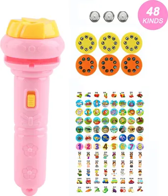 Immagine prodotto di Torcia proiettore per bambini, vari modelli di animali, scienza educativa precoce, giocattolo luminoso, rosa (48 modelli)