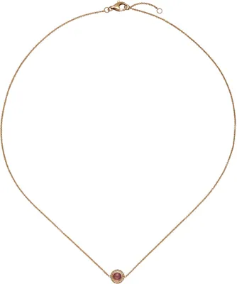 Produktbild von Collier Ankerkette mit Turmalin-Cabochon 16 Diamant Brillanten, 585 Gold Rotgold