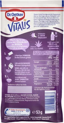 Produktbild von Oetker Vitalis Porridge Beeren (53 g)