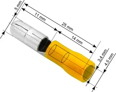 Zdjęcie produktu dla Wtyczka izolowana 5/25 mm, żółta, 100 sztuk