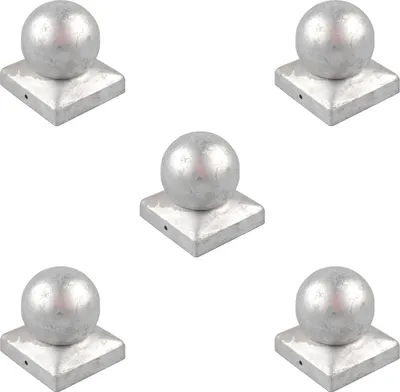 Produktbild von 5x Pfostenkappe verzinkt 121 mm Kugel Abdeckkappe für Pfosten 12 x 12 cm