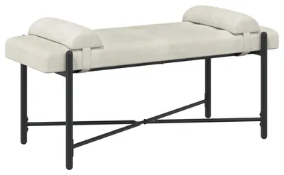 Produktbild von vidaXL Knopfgepolsterte Bank mit Kissen Creme 110 x 40 x 46 cm Samt