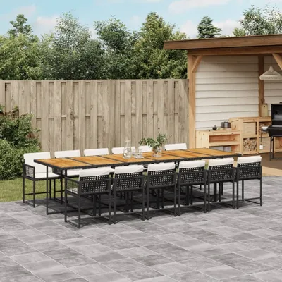 Produktbild von Möbel 13-tlg. Garten-Essgruppe mit Kissen Schwarz Poly Rattan - Gartenmöbelset 3211491