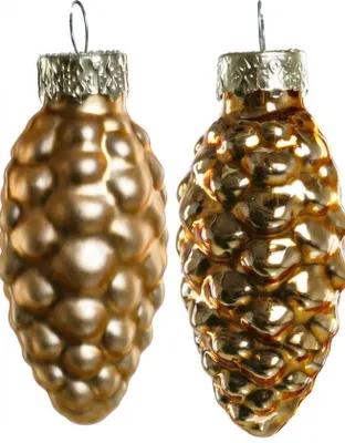 Produktbild von TrendLine Weihnachtskugeln Glas-Tannenzapfen 6 cm gold 12 Stück