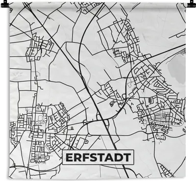 Produktbild von MuchoWow® Wandteppich Wandbehang Erfstadt - Karte - Stadtplan 60x60 cm Tapisserie Dekoration Wandtuch - Dekorationen - Wand Decke