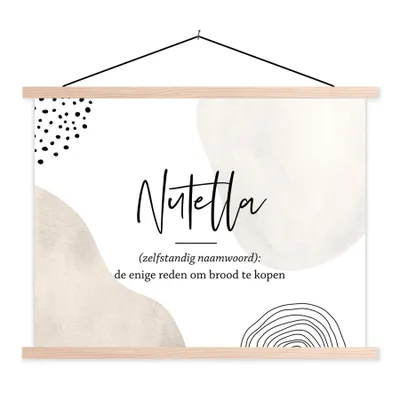 Produktbild von MuchoWow® Textilposter Nutella - Sprichwörter - Zitate - Nutella Definition - Wörterbuch 120x90 cm mit holzfarbenen Rahmen - Magnetisch
