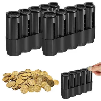 Immagine prodotto di Distributori di monete, 2 pezzi, neri. Contenitori per spiccioli, portamonete per euro, separatori di monete
