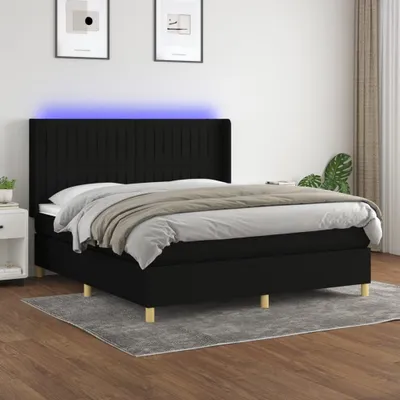 Produktbild von Boxspringbett mit Matratze & LED Schwarz 160x200 cm Stoff