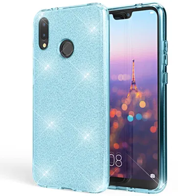 Zdjęcie produktu dla Etui na telefon komórkowy Huawei P20 Lite firmy NALIA, brokatowe silikonowe etui na telefon w kolorze turkusowym
