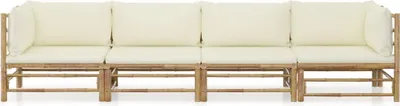 Obrázek produktu pro vidaXL 4dílná zahradní lounge souprava s krémově bílými polštáři Bamboo